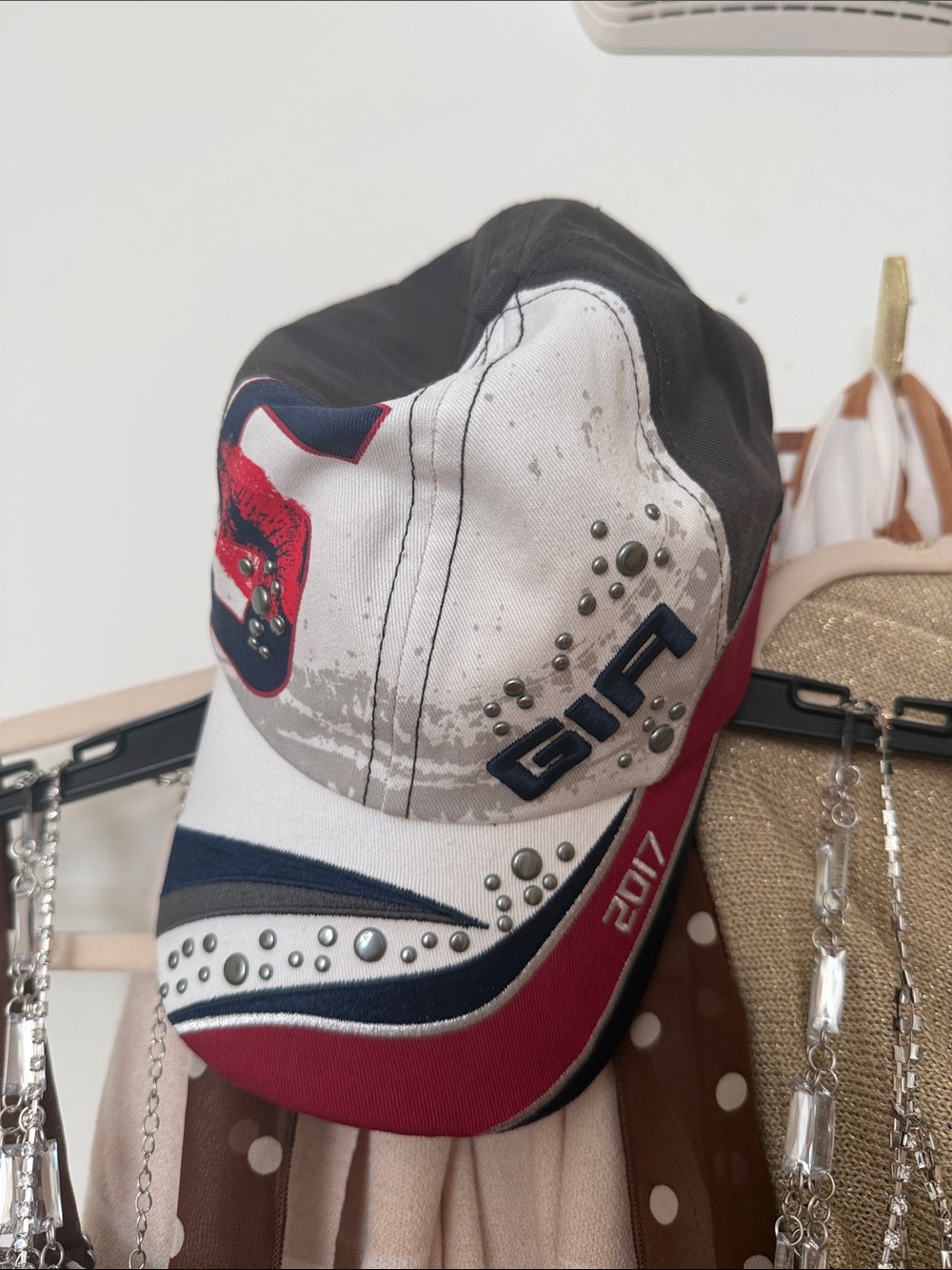 I.AM.GIA Black, Red & Blue Embellished Baseball Cap